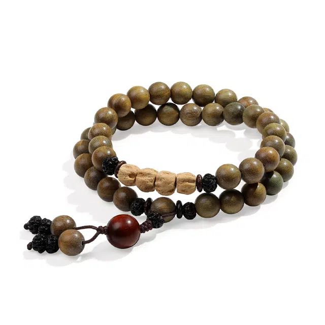 【普陀山官方已祝福】 普陀山文创 招财转运诸事顺利多圈叠戴文玩盘玩佛 生日纪念日送礼礼盒装珠串 绿檀 手串 男女同款情侣款