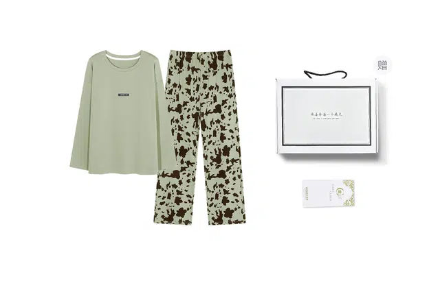 歌倩雅 带胸垫舒适透气简约睡衣礼盒 女款 绿色