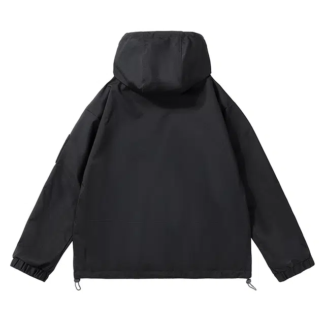 雅鹿  三防休闲连帽宽松百搭简约美式潮牌工装风壳  防水防风冲锋衣 男女同款