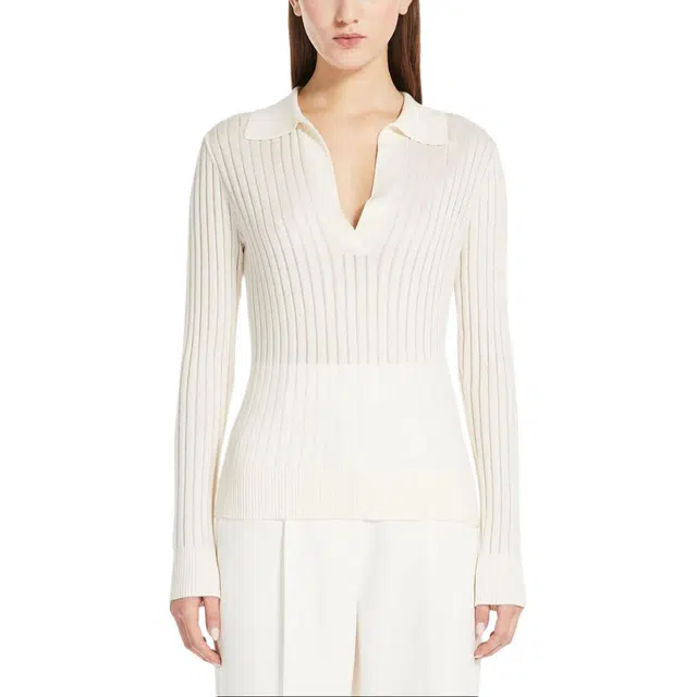 MaxMara Wool and silk sweater with polo shirt collar Polo