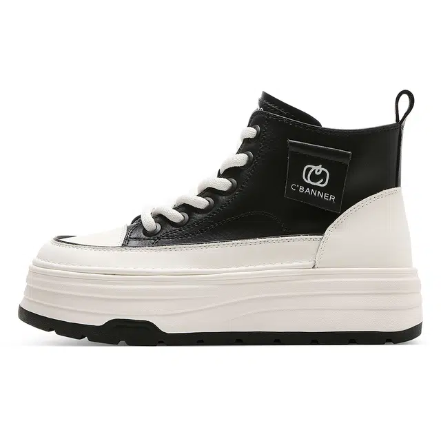 C°BANNER High Top Canvas Sneakers Beige Black