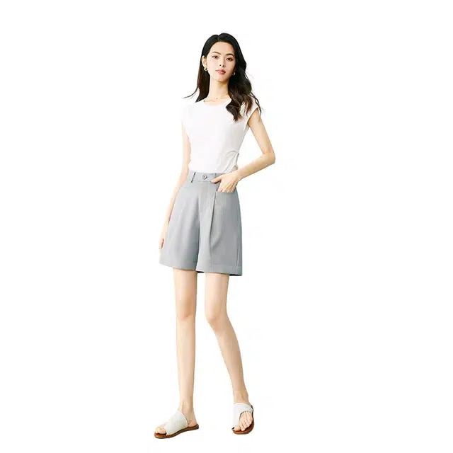 晚白 圆领正肩减龄短袖 女款