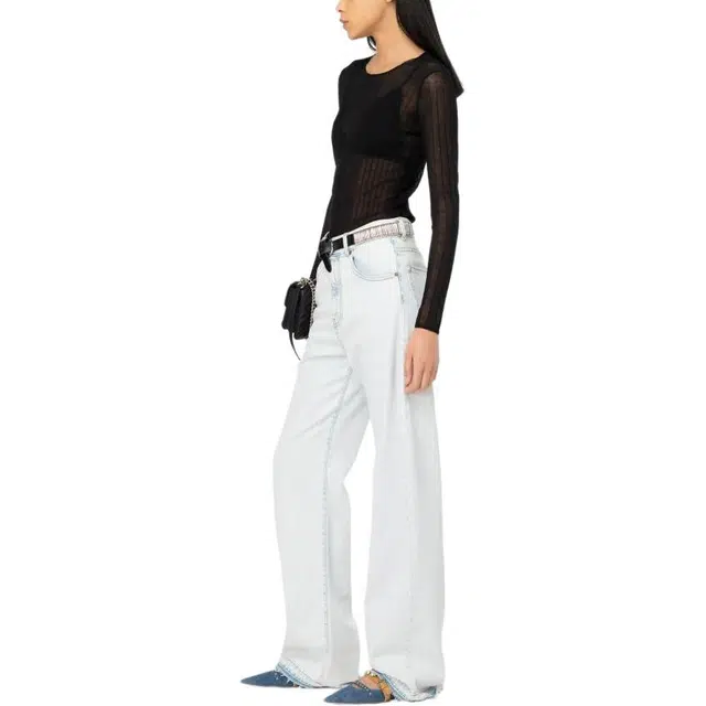 PINKO Semi-Transparent Ribbed Sweater T