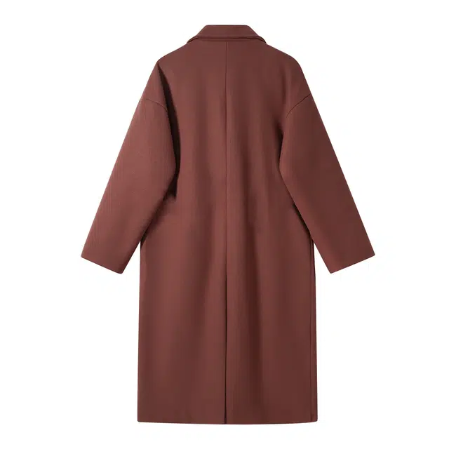 寻星记 纯色复古中长款韩系加厚保暖宽松过膝大衣 男女同款