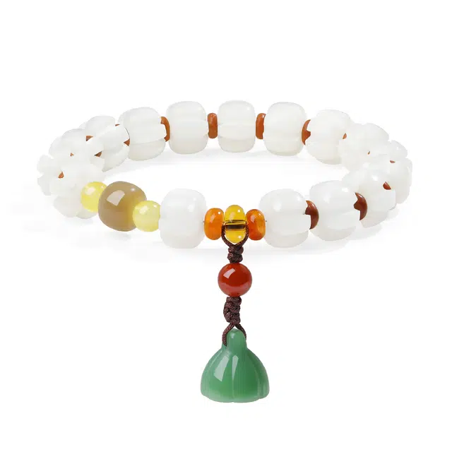 【普陀山官方已祝福】 普陀山文创 新中式多宝莲蓬南瓜招财转运纳福佛珠 生日纪念日送礼礼盒装 白玉菩提 手串 男女同款情侣款