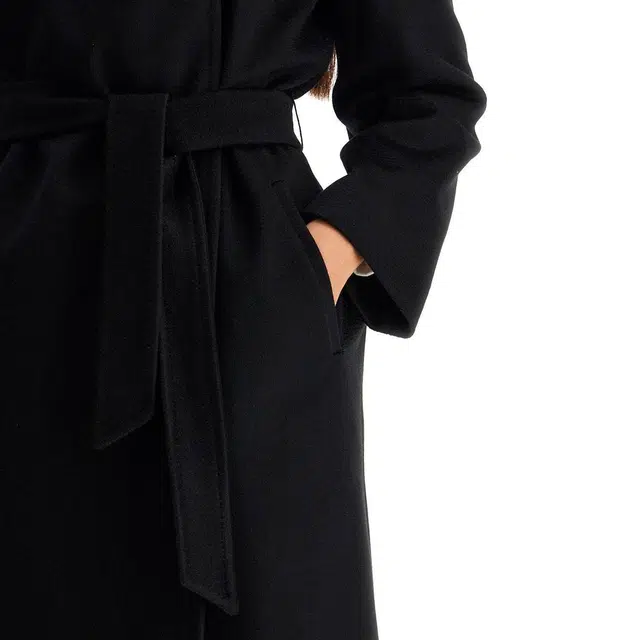 MaxMara Hooded Button Coat Black