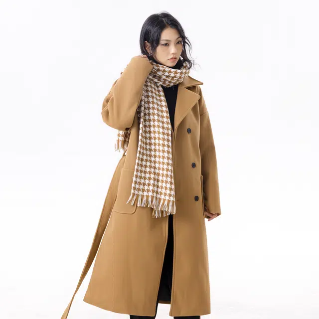 寻星记 纯色复古中长款韩系加厚保暖宽松过膝大衣 男女同款