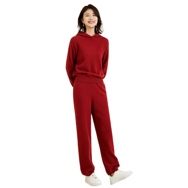 恒源祥 纯色高腰针织休闲裤 女款