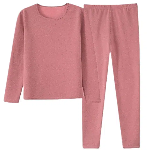 雅鹿 纯棉秋衣秋裤圆领舒适亲肤纯色弹力保暖套装 女款