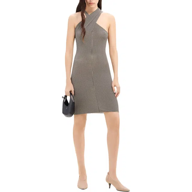 COURREGES FW24 CRISS CROSS MINI JERSEY DRESS Natural Mud Brown