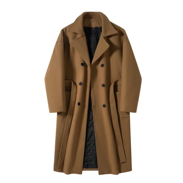 寻星记 纯色复古中长款韩系加厚保暖宽松过膝大衣 男女同款