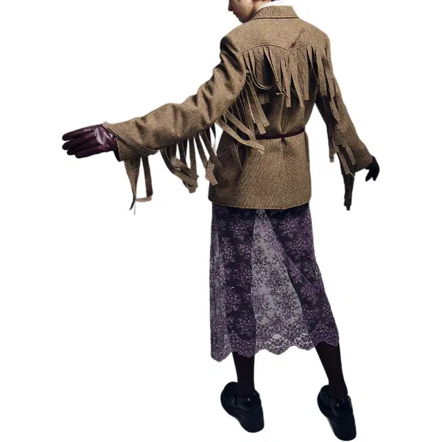 MARDI MERCREDI FW24 OVERSIZED JACKET FRINGE-BROWN