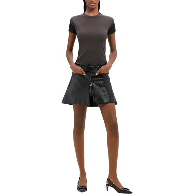 COURREGES FW24 CONTRAST FRAME T-SHIRT T Mud Brown Black