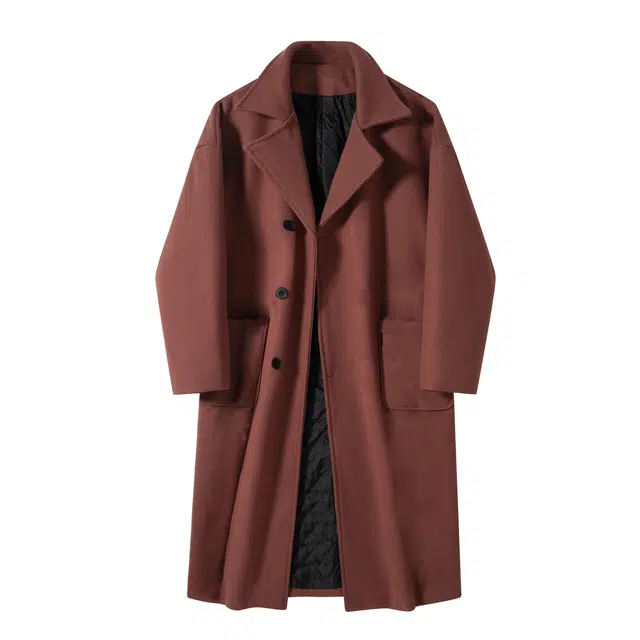 寻星记 纯色复古中长款韩系加厚保暖宽松过膝大衣 男女同款