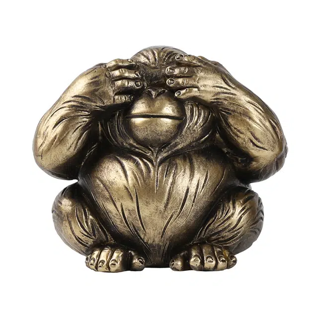 钵提 北欧树脂工艺品不听不看不说猩猩摆件家居客厅书房卧室 创意装饰品  潮流衍生品