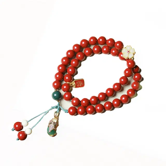 仙友 国风 新中式 小众 设计 中国风 禅意文玩念珠 招财纳福转运 朱砂 手串 男女同款情侣款