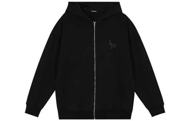 鹿家门 原创印花连帽宽松大码运动健身休闲帽衫卫衣 男女同款 黑色