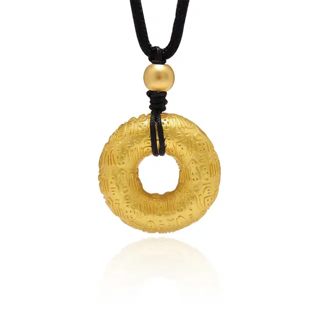 谧月珠宝 招财纳福 国潮新中式轻奢精致创意设计高级感 百福同心圆平安扣出勤必备 合金 吊坠 男女同款情侣款