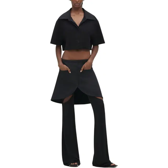 COURREGES SS24 COTTON CROPPED POLO Polo BLACK