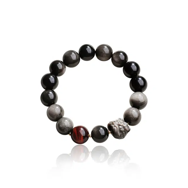 克兰茜 八方来财 醒狮转运珠 新中式招财国潮百搭 事业有成手饰文玩串珠 通勤风 虎眼石 手串 男款