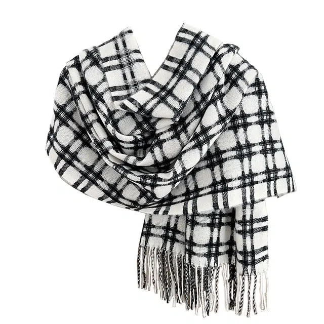 浪莎 百搭高级感格子学生款学院风秋冬保暖氛围感 礼盒装 绒线围巾 男女同款情侣款