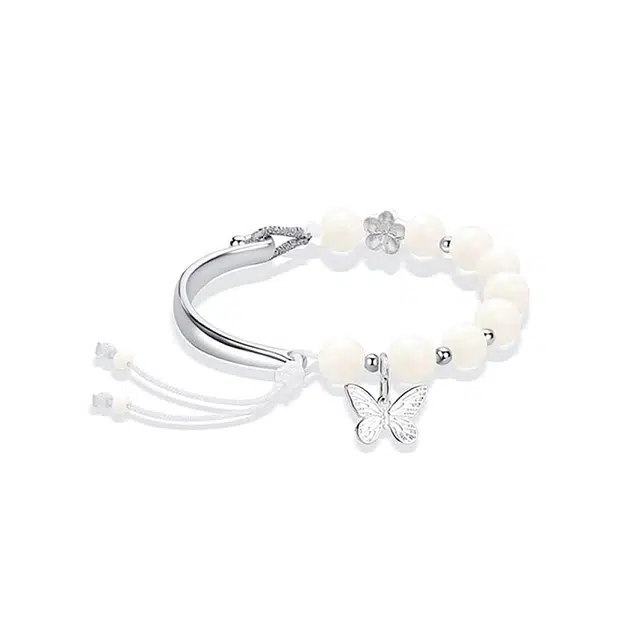 星珍思 月光蝴蝶 新中式森系蝴蝶串珠半镯半链古风  小众轻奢高级感设计 菩提子/菩提籽 手链 女款