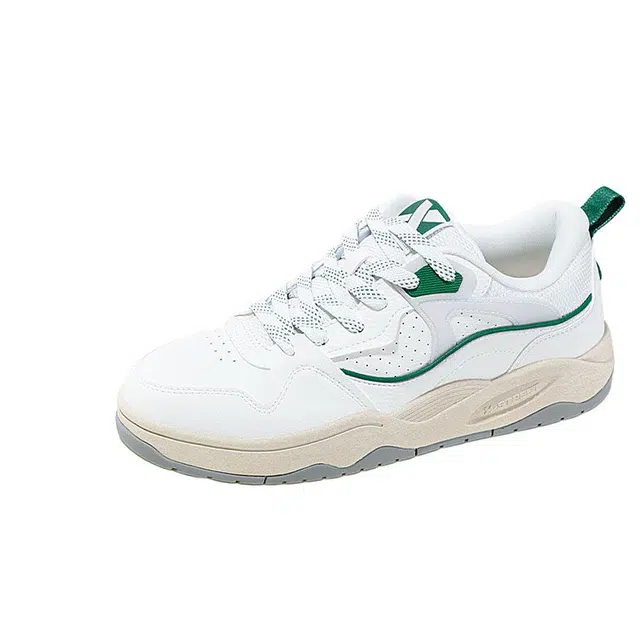 特步 复古潮流 防滑耐磨 低帮 板鞋 男款 白绿