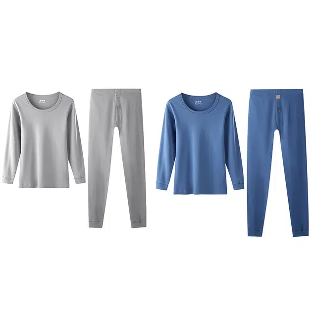 恒源祥 抑菌打底长袖上衣纯色舒适长裤保暖套装 男款