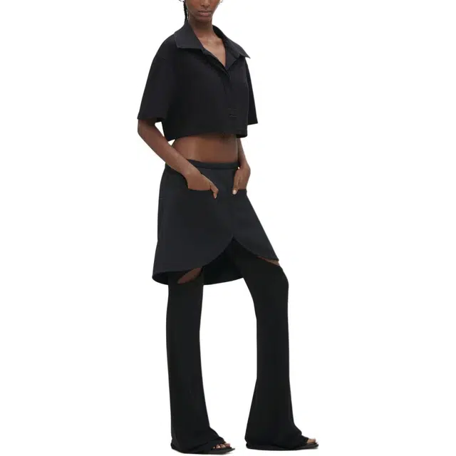 COURREGES SS24 COTTON CROPPED POLO Polo BLACK
