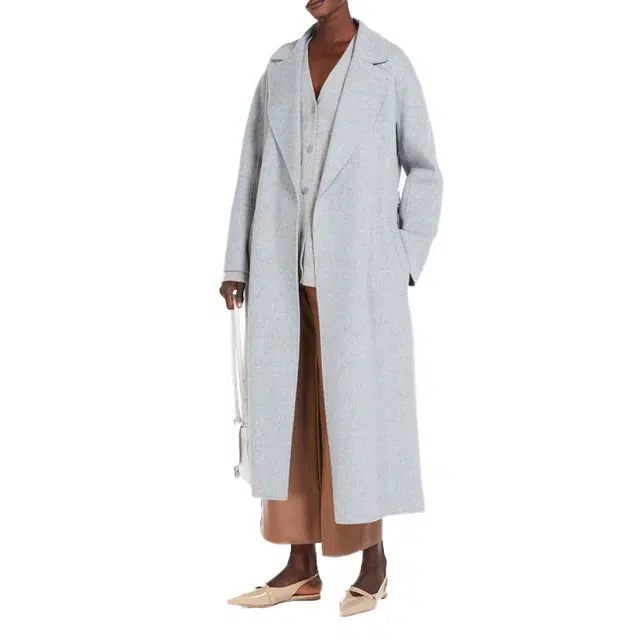 MAX MARA Long Belted Coat Gray