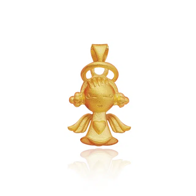 谧月珠宝 爱心小天使 新中式国潮时尚大气轻奢精致创意设计 高级感磨砂久不掉色 合金 吊坠 男女同款情侣款