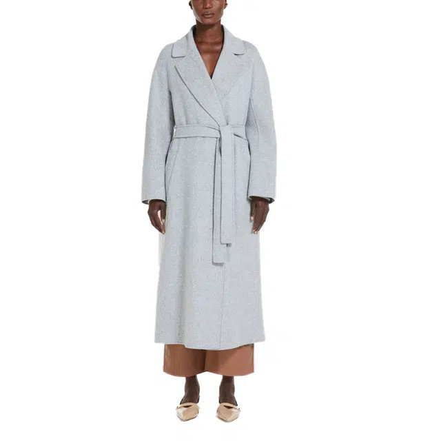 MAX MARA Long Belted Coat Gray