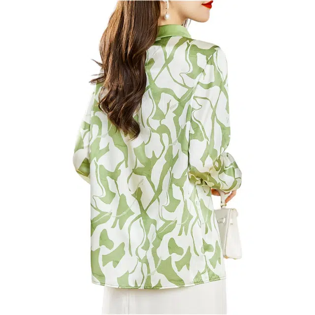 水墨佳人 薄款套头长袖衬衫 女款 绿色