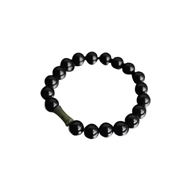 陌阡雪 国潮复古 小众设计 竹节串珠 新中式 优雅气质 黑曜石 手串 男女同款情侣款