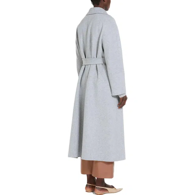 MAX MARA Long Belted Coat Gray