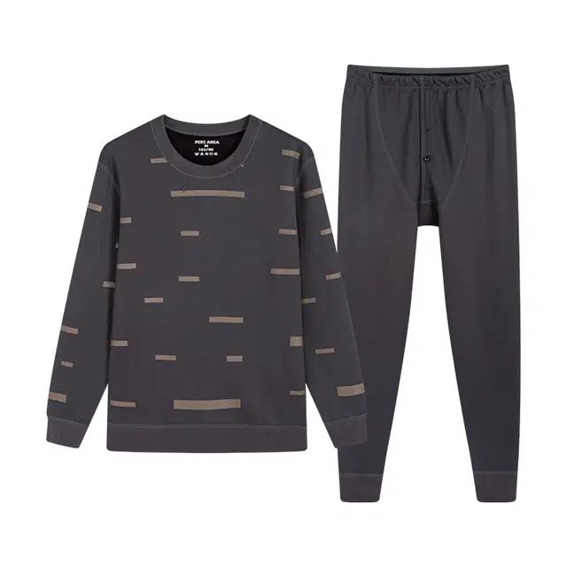 贴身领域 加绒加厚可外穿青少年长袖长裤保暖套装 男款