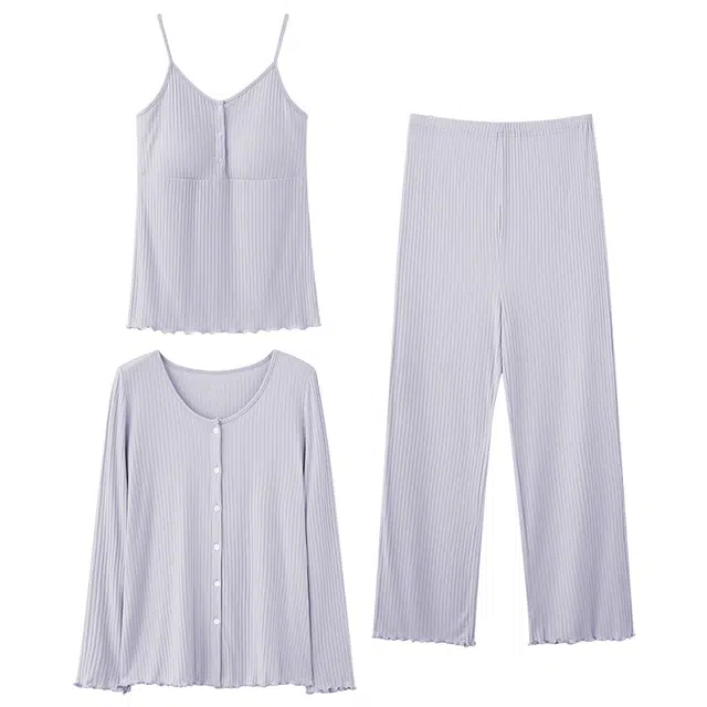 帕兰朵 薄款纯色舒适亲肤月子服睡衣套装 女款