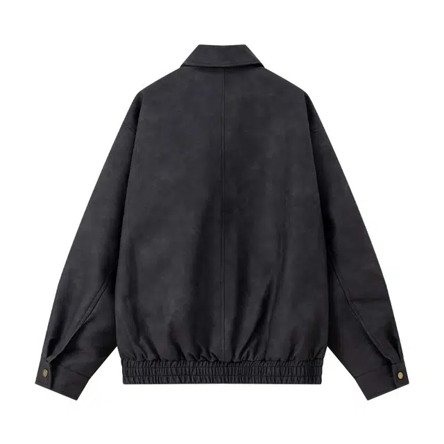 兔先森 美式复古做旧机车服宽松纯色皮衣 男女同款