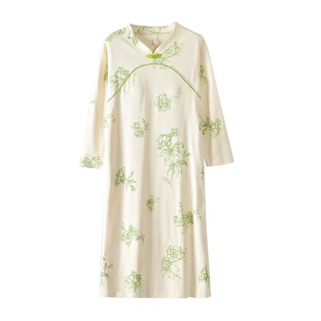 莫代尔 百搭显瘦慵懒风不臃肿简约舒适温暖亲肤长袖睡衣套装 女款 米白色