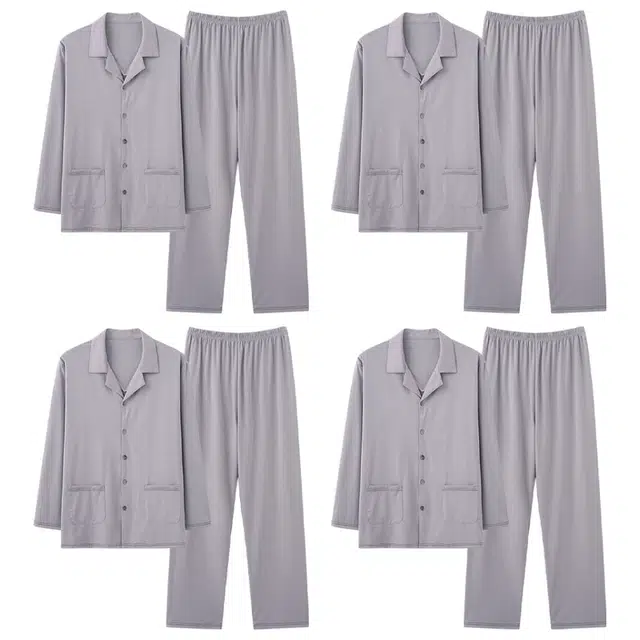 莫代尔 家居服简约时尚开衫睡衣套装 男款 图片色