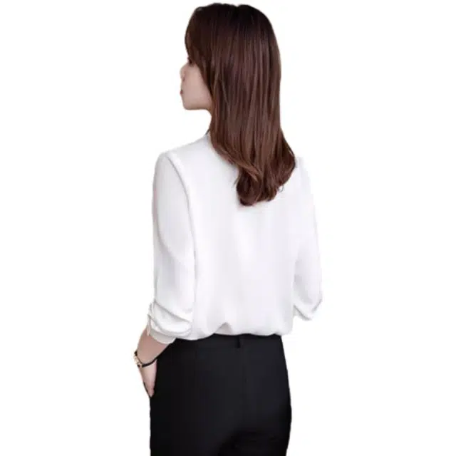 唐娜姿兰 纯色简约上衣长袖衬衫 女款