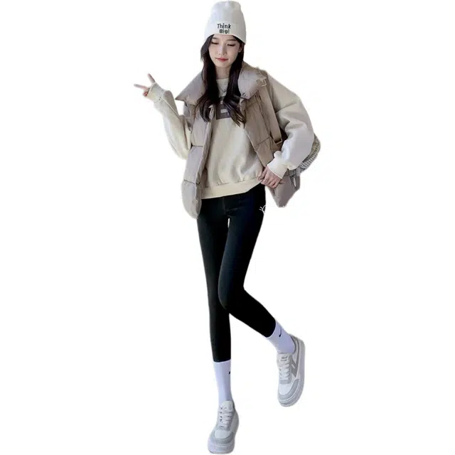 惟熙 休闲高腰修身九分打底裤 女款 黑色