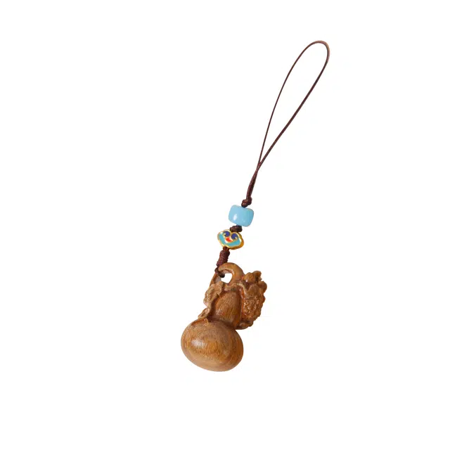 天纵 金蟾葫芦招财福禄古风文玩工艺品随身盘玩个性创意挂坠挂件 绿檀 手把件 男女同款情侣款