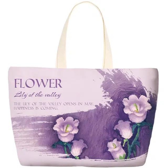 奥松 家用家居紫罗兰紫色托特包大容量上课通勤包 绒面科技布 单肩包 男女同款情侣款 紫铃兰