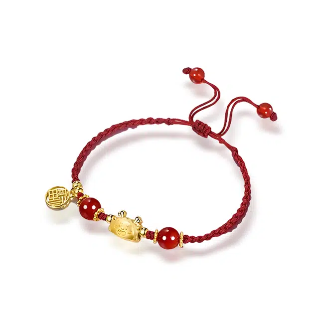 饰伴 辰龙守护 清冷系转运平安喜乐 优雅小众国风手工编织手绳 琉璃 手链 男女同款情侣款