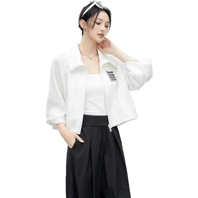美洋 立领抽绳肌理感运动夹克 女款 白色
