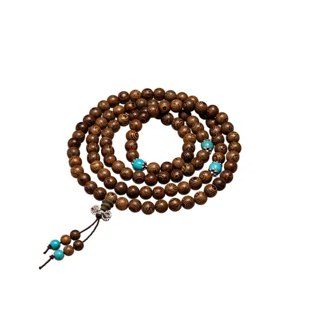 岁月静好 新中式国潮复古民族风本命年转运多圈叠戴文玩佛珠平安喜乐盘玩念珠绕指柔 鸡翅木 手串 男女同款情侣款