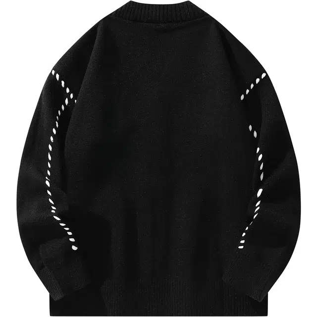 帕丁顿熊 简约小熊刺绣胸针手工穿线纯色宽松百搭休闲长袖保暖加厚开衫针织衫 男女同款