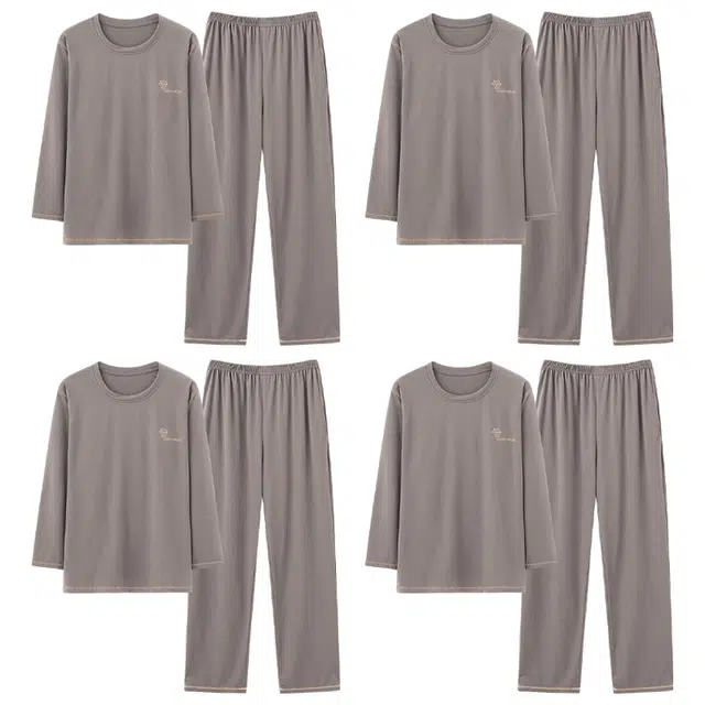 莫代尔 休闲舒适柔软亲肤韩版家居服吸湿透气睡衣套装 男款 图片色