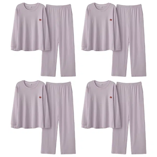 莫代尔 家居服纯色简约休闲长袖长裤可外穿睡衣套装 女款 图片色